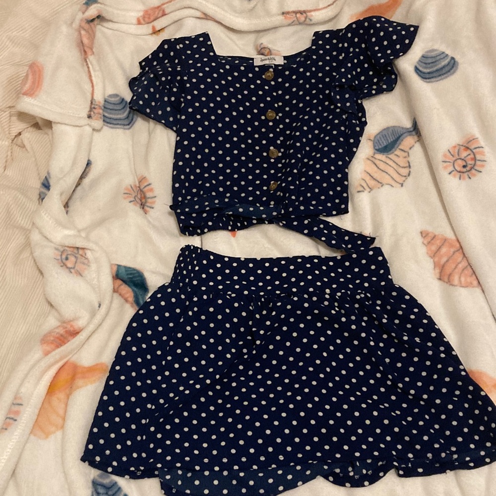 Speechless Navy Polka Dot Kids Matching Set